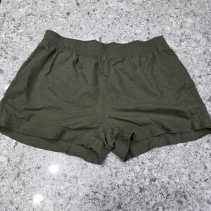 Old Navy Olive Green Linen Blend Elastic Waist Pull On High Rise Shorts Sz Large